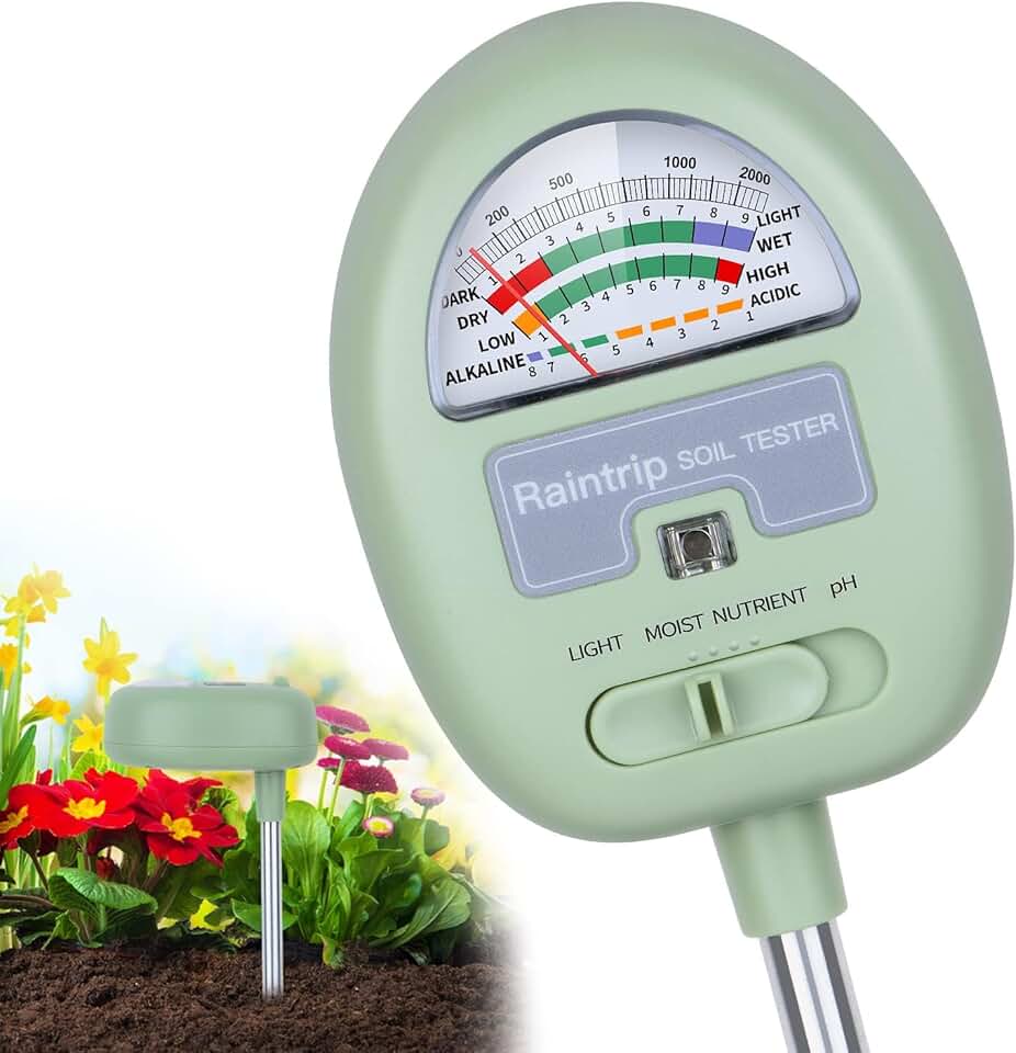 Soil Moisture Meter,4-in-1 Soil Ph Meter, Soil Tester for Moisture, Light,Nutrients, pH,Soil Ph Test Kit, Great for Garden, Lawn, Farm, No Battery Required, Gifts for Plants Lover
