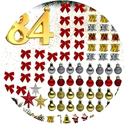 Kit 84 Enfeites + Pisca Para Árvore Natal Decoração Com Ponteira (KIT 84 ENFEITES - SEM PISCA)