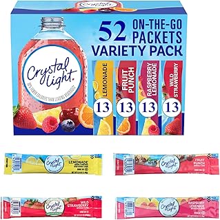 Crystal Light Sugar-Free, Lemonade, Fruit Punch, Raspberry Lemonade and Wild Strawberry On-The-Go Powdered Drink Mix Varie...