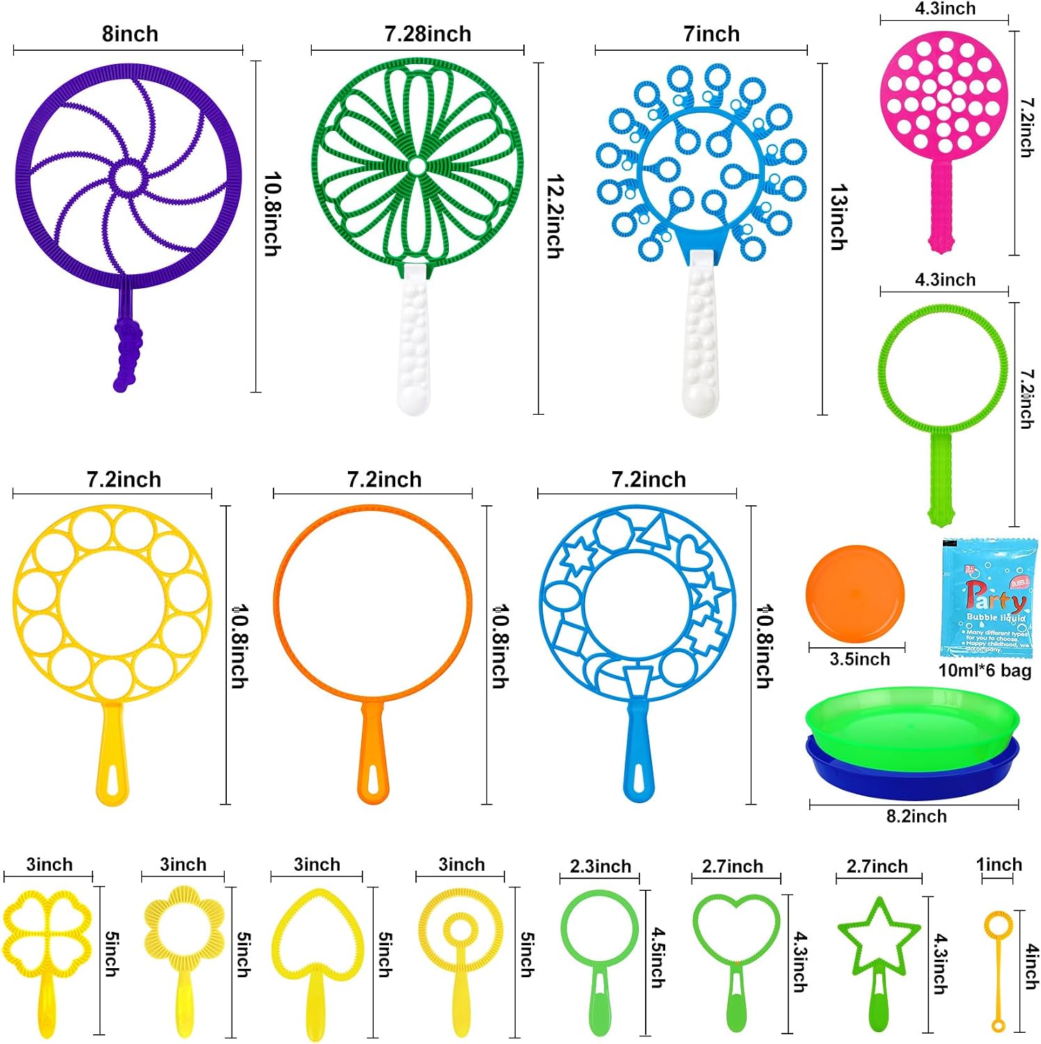 Roberly 25 PCS Big Bubble Wands Set with Tray, Bubble Making Maker for Kids