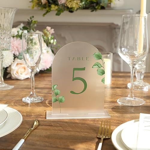 Miniatura 43 de UNIQOOO Paquete de 10 letreros de mesa de acrílico esmerilado de 8 x 10 pulgadas para boda con soportes, 1/8 pulgadas de grosor, hoja de letrero
