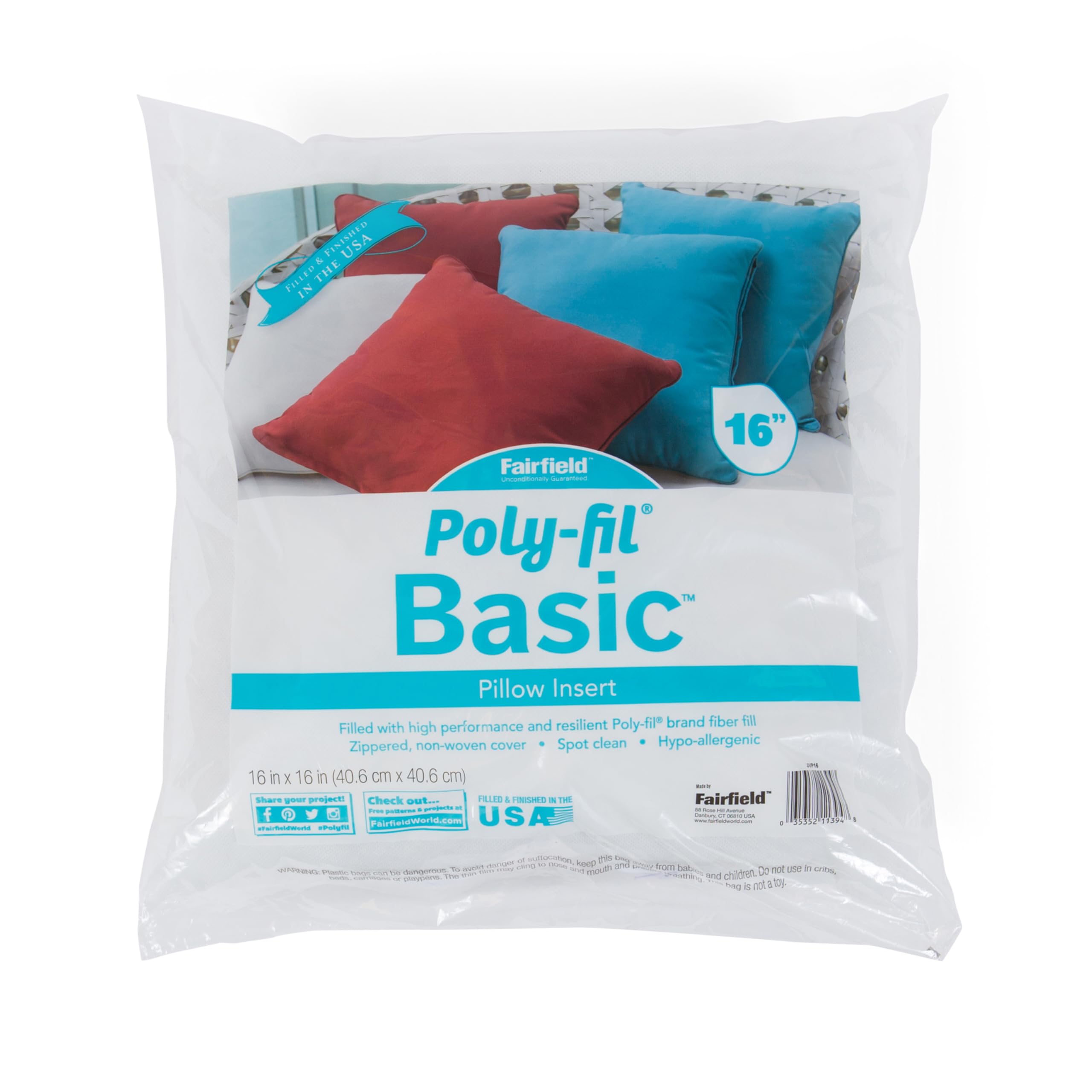 Amazon.com: Fairfield Poly-Fil Basic Pillow Inserts, Ideal for