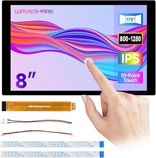 Waveshare 8inch DSI Capacitive Touch Display, Compatible with Raspberry Pi 5/4B/3B/CM3/3+/4, 800×1280, IPS Panel, Optical Bonding Toughened Glass Panel, 10-Point Touch