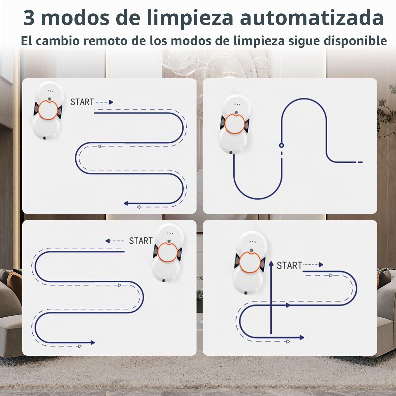 Robot limpiacristales 5600Pa, Limpiacristales Electrico con 3 Modos | Limpiacristales con Planificación Automática, Control Remoto, Pulverizador, 10 Paños de Limpieza, 4 Anillos de Limpieza Rutas