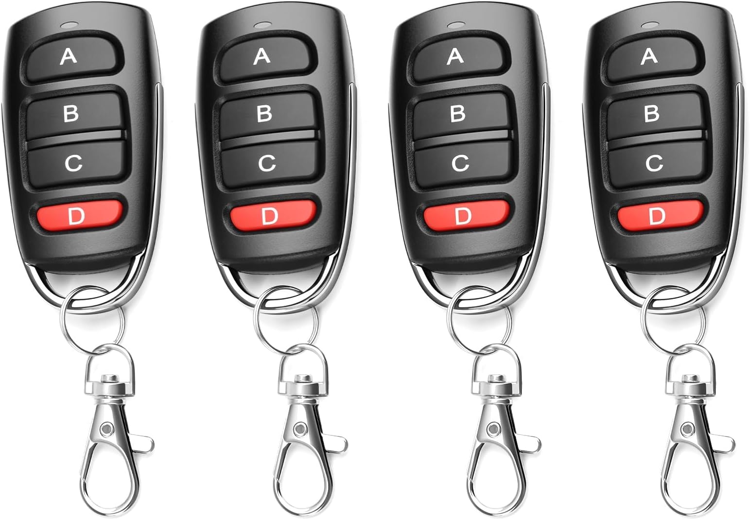 Azonee 4PCS Garage Door Remote Key Fob 433mhz, Electric Gate Opener Cloning with 4 Button, Control Duplicator Replacement, for Car