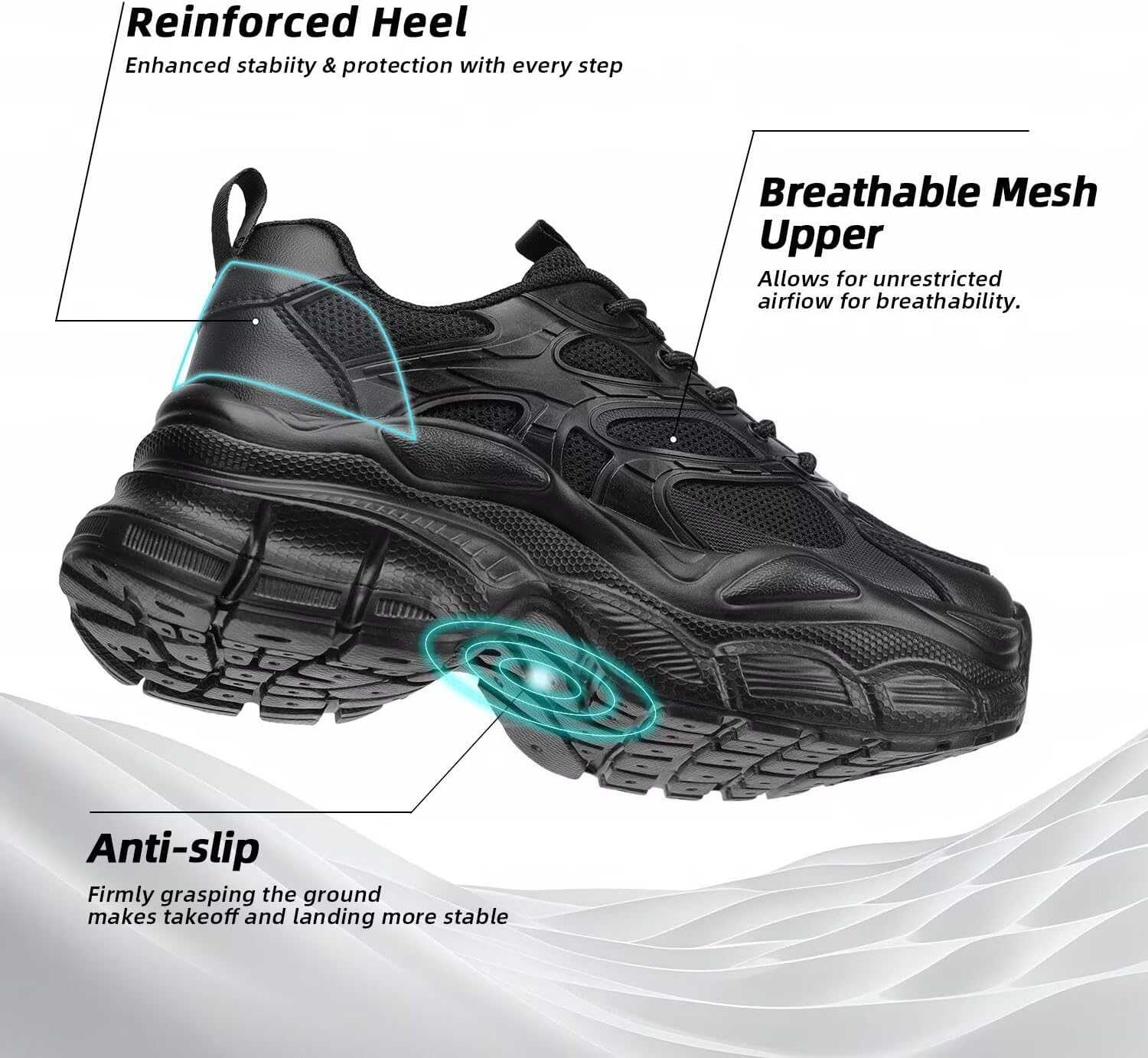 Women's Road Running Shoes Non Slip Ladies Walking Fashion Athletic Chunky Sneakers Work Gym Lightweight Mesh Soft Sole - Image 6