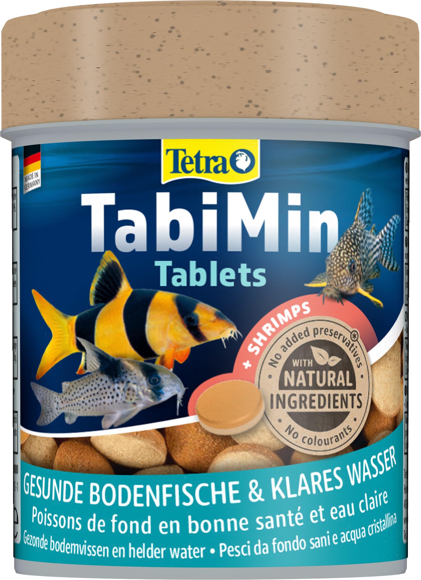 Tetra Tablets TabiMin - Tabletten Fischfutter für alle Bodenfische, z.B. Welse, Schmerlen oder bodengründelnde Barben, 275 Tabletten Dose