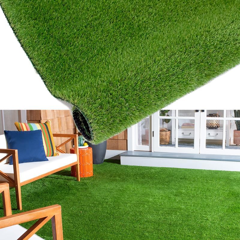 Artificial Grass Turf 6FTX10FT, 0.8 in Realistic Thick Synthetic Grass Indoor Outdoor Dog Balcony Garden Landscape Rug Turf, Faux Grass Rug Fake Carpet with Drainage Holes, Custom Size