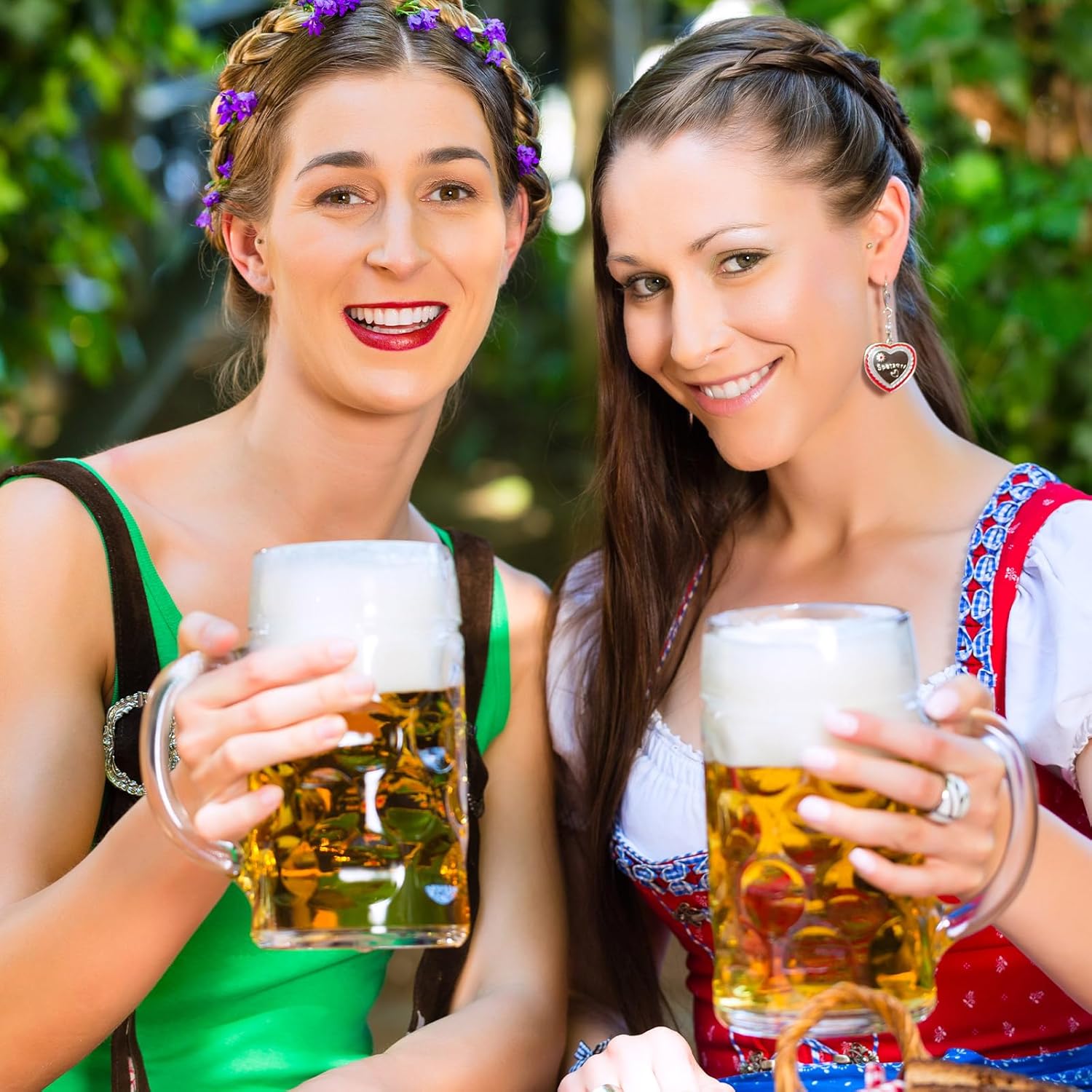 Zhehao 2 Pcs 44 oz Summer Jumbo Beer Mug Large Glass Stein Mugs with Handle Clear Drinking Mug Bulk Dimpled Cups for Juice Coffee Beer Fest Party BBQ Picnic Wedding Summer Party