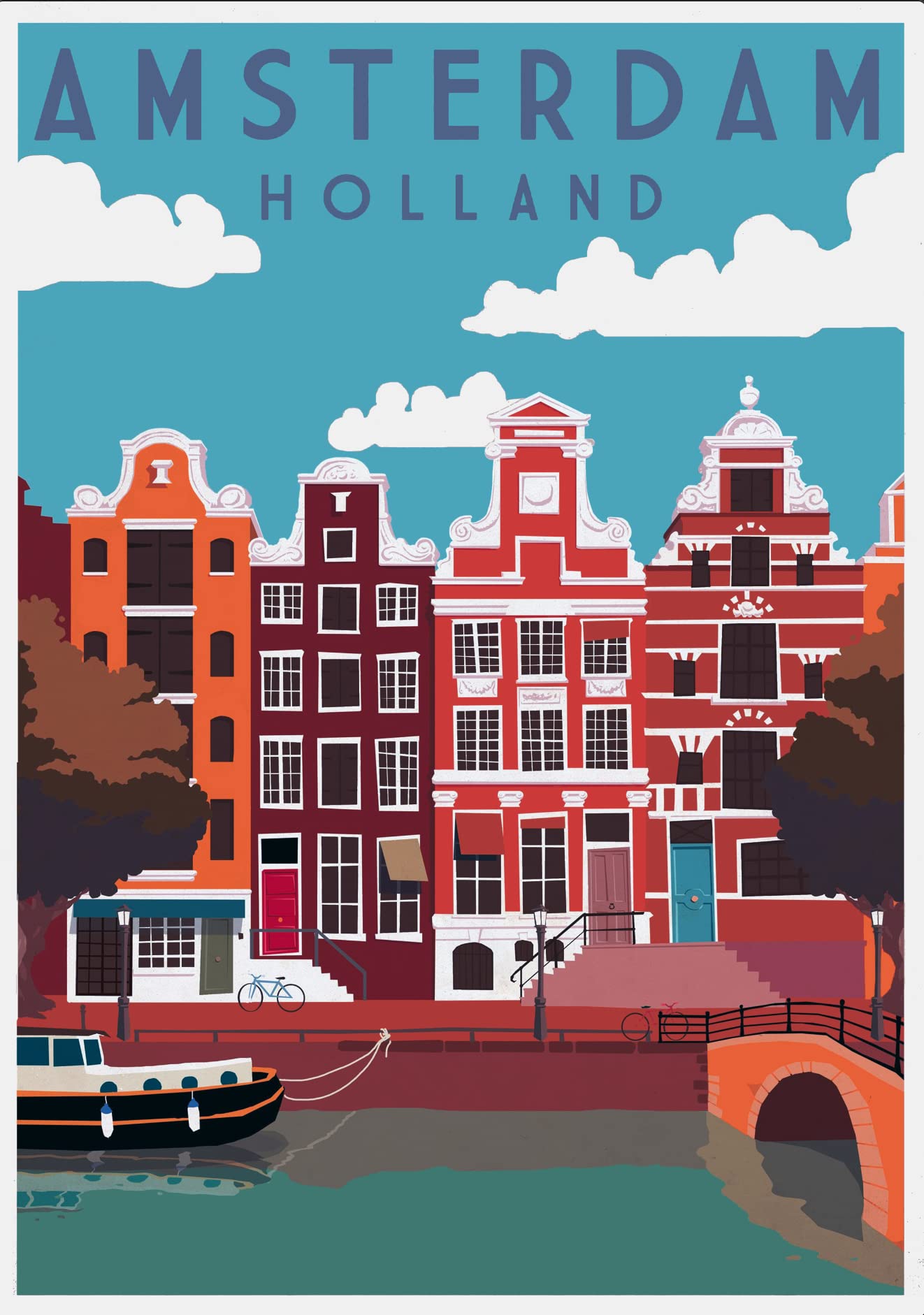Vintage Amsterdam V2 Holland Travel Railway Poster Wall Art Print A4 & A3 (A3)