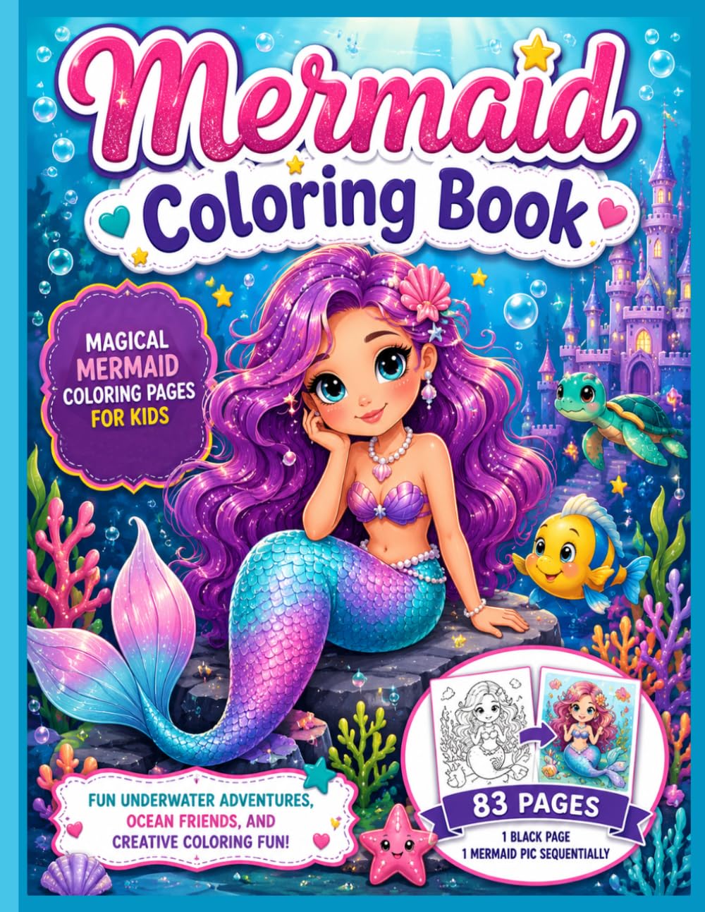 Mermaid Coloring Book: Magical Mermaid Coloring Pages for Kids – Fun Underwater Adventures, Ocean Friends, and Creative Coloring Fun