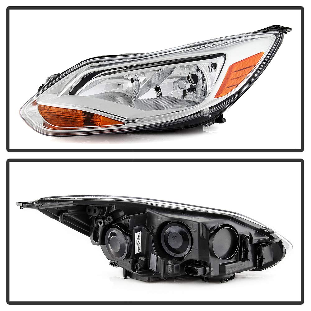 ACANII - For [Halogen Model] 2012 2013 2014 Ford Focus Chrome Housing Headlights Headlamps Assembly Driver & Passenge