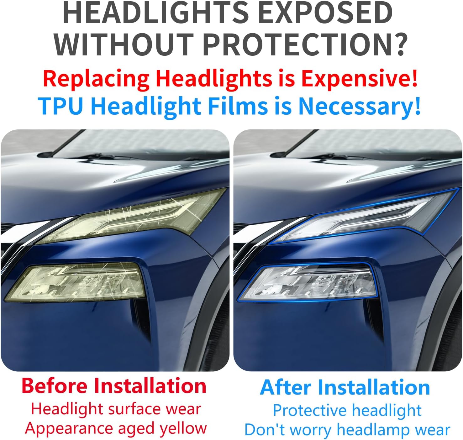 Car Headlight Protection Film for Nissan Rogue 2021 2022 2023 2024 2025 Auto Accessories Lucency Vinyl Exterior Decoration Self Adhesive Sheet Sticker Cover Tint Tail Light