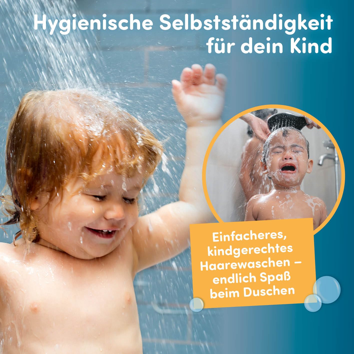 fredis Kinder-Dusche Motiv 'Weltkarte' | Spielerische Wasserabenteuer für Kinder, Montage ohne Bohren, Motiv-Platte mit Duschkopf, Schlauch & 2 Strahlarten | Fördert Selbstständigkeit und Spaß