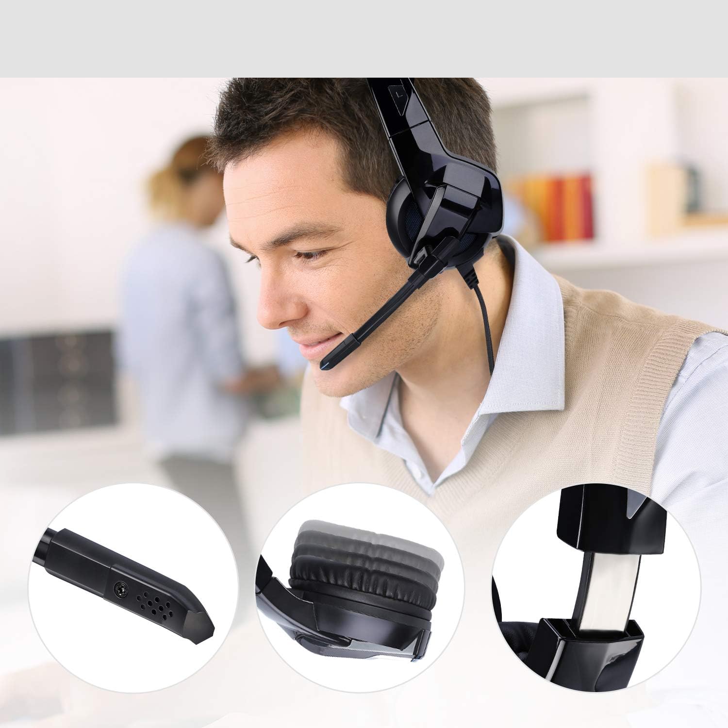 Gaming Headset Over Ear Headphone Stereo Surround Sound Earpiece Noise Cancelling Earphone with Mic for PS4, Xbox One, Nintendo Switch/3DS/New 3DSII, Laptop, Computer, Tablet, iPad, Phones etc