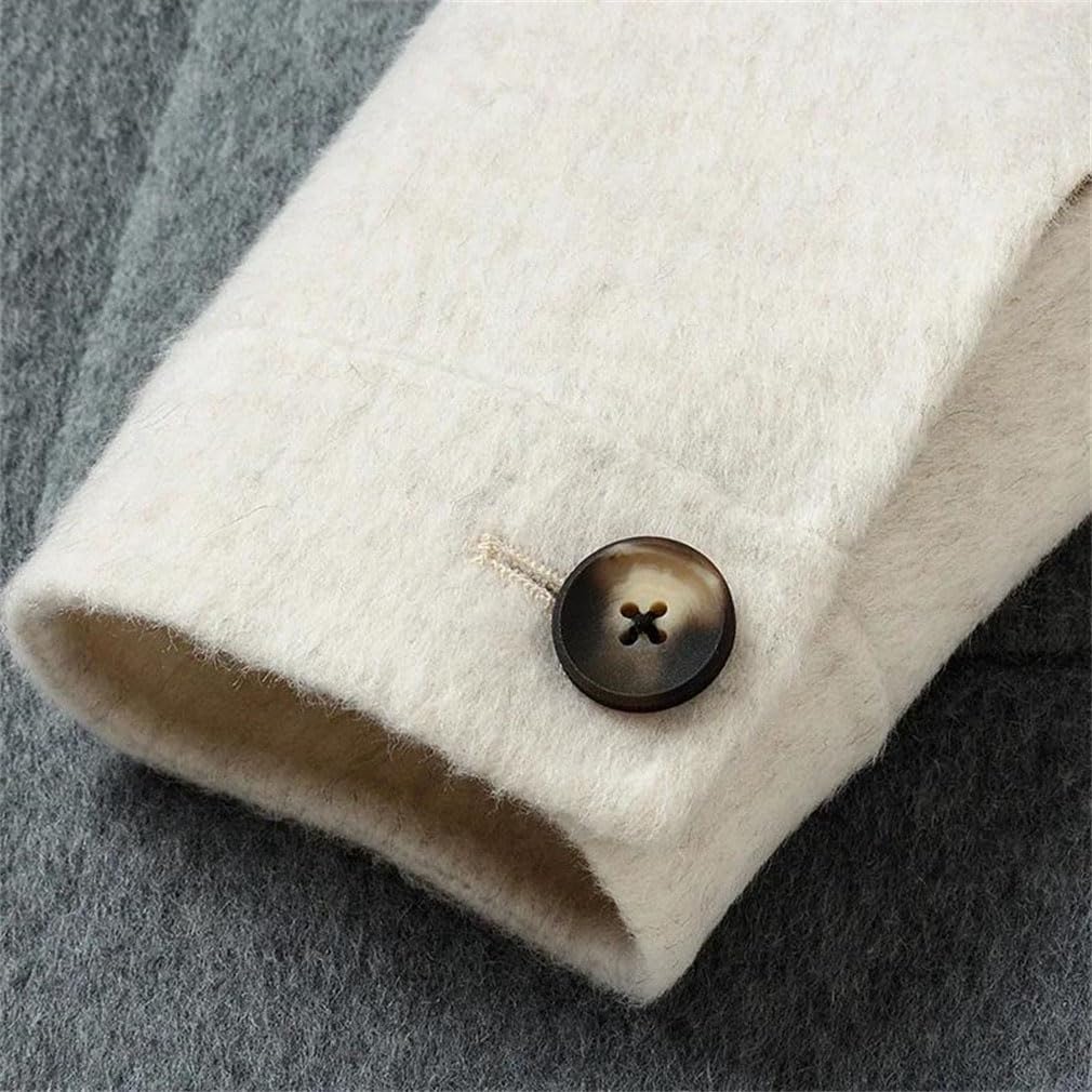 Men's Splicing Casual Wool Jacket Coat Lape Double Sided Contrasting Warm Short Overcoat