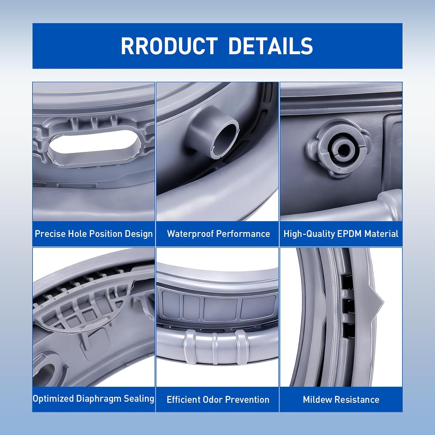 Upgraded WF45T6000AW/A5 Washer Door Seal for Samsung Front Loader Door Seal DC64-03788A X 006 AP6884238 Diaphragm WF45R6300AW WF45R6100AW WF45T6200AW WF45B6300AW WF45A6400 WF46BB670 WF50A860 - Image 4