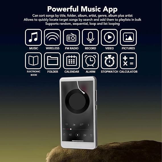 MP4 Player,5in 256GB MP3 Player with Bluetooth 5.0,Pre Installed Kids,Spotify,Audible, Music and,Portable HiFi Digital Music Player with Camera FM Radio