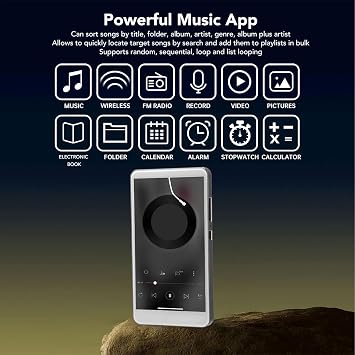 MP4 Player,5in 256GB MP3 Player with Bluetooth 5.0,Pre Installed Kids,Spotify,Audible, Music and,Portable HiFi Digital Music Player with Camera FM Radio