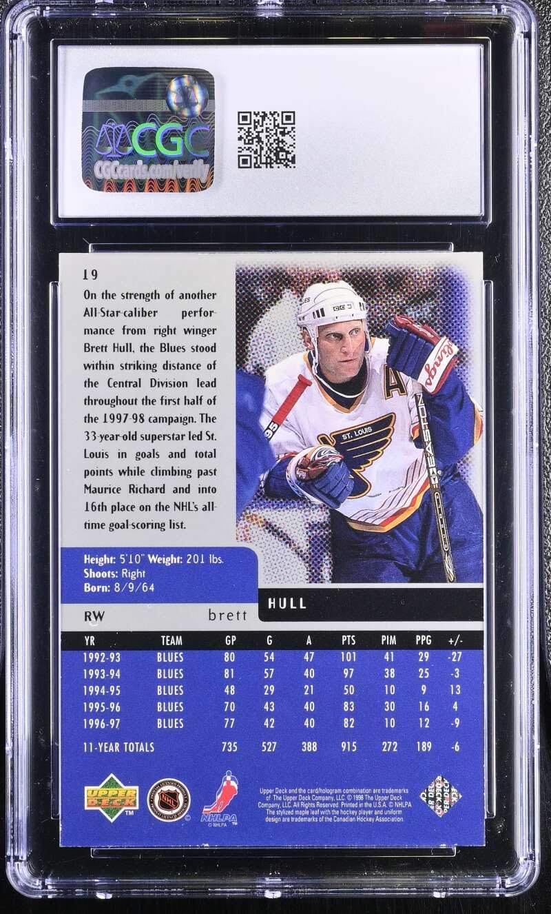 CGC NM-MT 8 1997-98 Upper Deck Black Diamond Quadruple Diamond 19 Brett Hull 6026651036 Graded Hockey Card