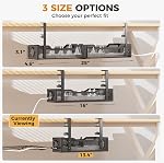 Under Desk Cable Management Tray Black, Cinati Cable Management Under Desk No Drill, Cable Tray with Clamp for Desk Wire Management,Desk Cable Management Box for Office, Home - No Damage to Desk