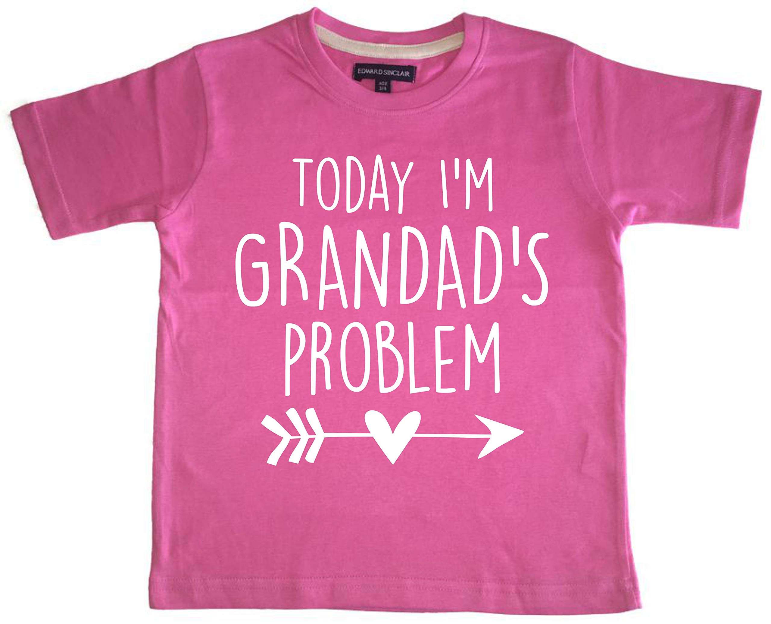 Edward Sinclair Bubblegum Pink 'Today I'm Grandad's Problem' 1-2 T Shirt With White Print