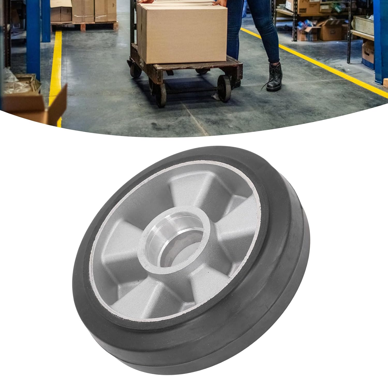 Truck Load Wheel with 6204 Bearing Hole Solid Rubber Replacement Tire for Handcraft Hydraulic Forklift Trailer 180x50mm 5500 Pounds Load Capacity