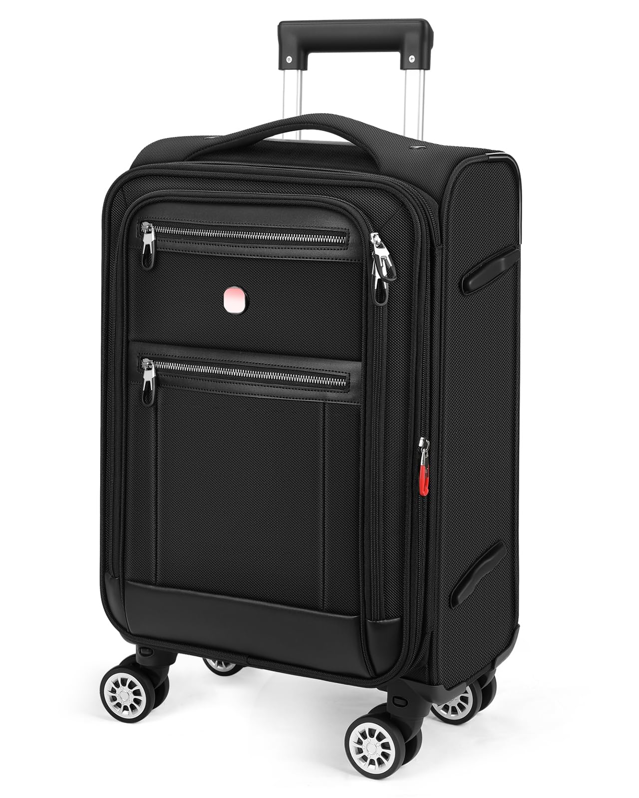 star cloud Erweiterbarer Handgepäck Koffer Stoff Trolley 55 x 35 x 22 cm Weichschale Leicht Reisekoffer 4 Rollen Groß USB Type‑C Ladeanschluss TSA‑Schloss für Reisen Geschäft Schule (Schwarz)