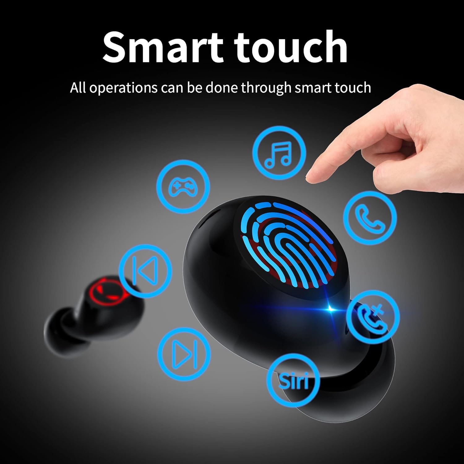 Ture Wireless Earbuds Gaming Bluetooth Earbud Touch Control in-Ear Headphones with Charging Case Noise Reduction 36H Playtime Kids Earphones,No Delay Sports Earbuds