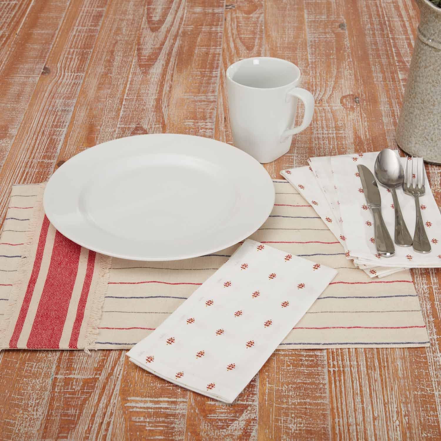 Piper Classics Abigail Ruffled Table Runner, 72" Long, Off White w/Red Dots Tabletop Décor
