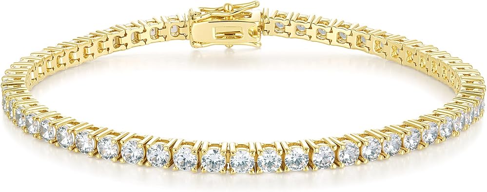 3/3.5mm Tennis Bracelet for Women Men, 18K Plated Cubic Zirconia Tennis Bracelet, Classic CZ Bracelet Jewelry for Daily Wear Party Wedding, 6-9 Inch