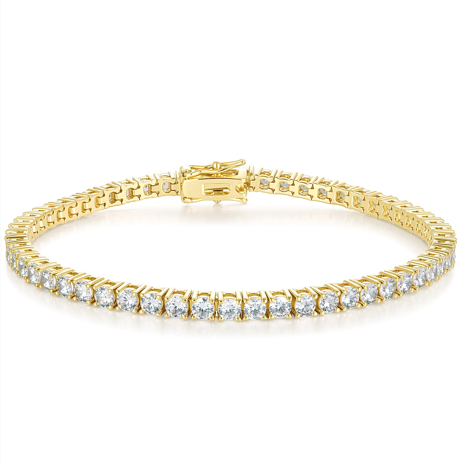 3/3.5mm Tennis Bracelet for Women Men, 18K Plated Cubic Zirconia Tennis Bracelet, Classic CZ Bracelet Jewelry for Daily Wear Party Wedding