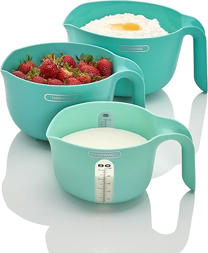 Miniatura 7 de Farberware Professional Measure - Juego de cuencos coladores de 3 piezas, color aguamarina