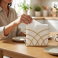 Vista 2 de Servilletero para mesa – Dispensador de servilletas vertical de hierro dorado para servilletas de papel, dispensador de servilletas para cocina
