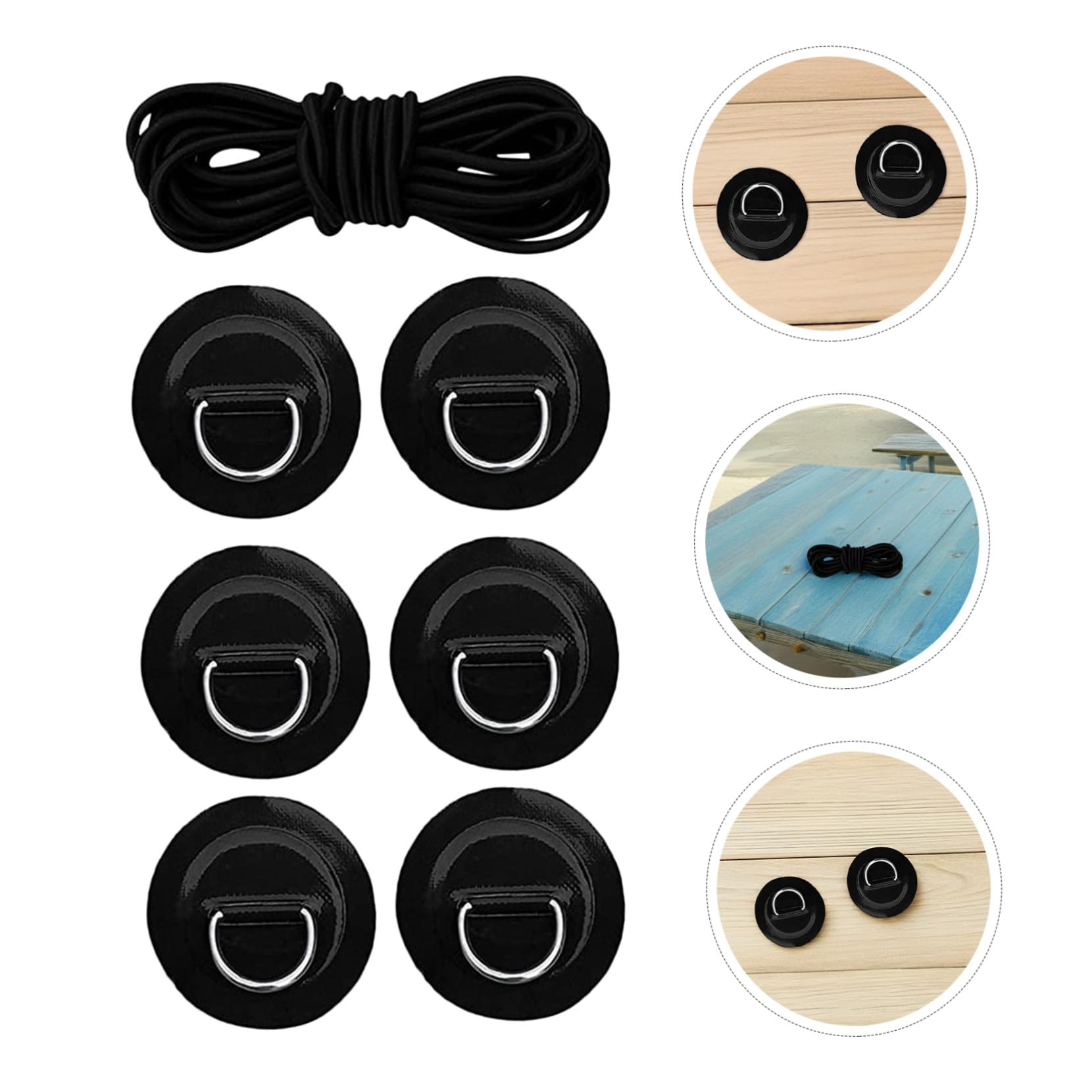 PRETYZOOM 2 Juegos Anillas D de Acero Inoxidable para Kayak Inflable Kit de Cuerdas Elásticas con Parche de PVC Antideslizante Accesorios para Tablas de Paddle Surf y