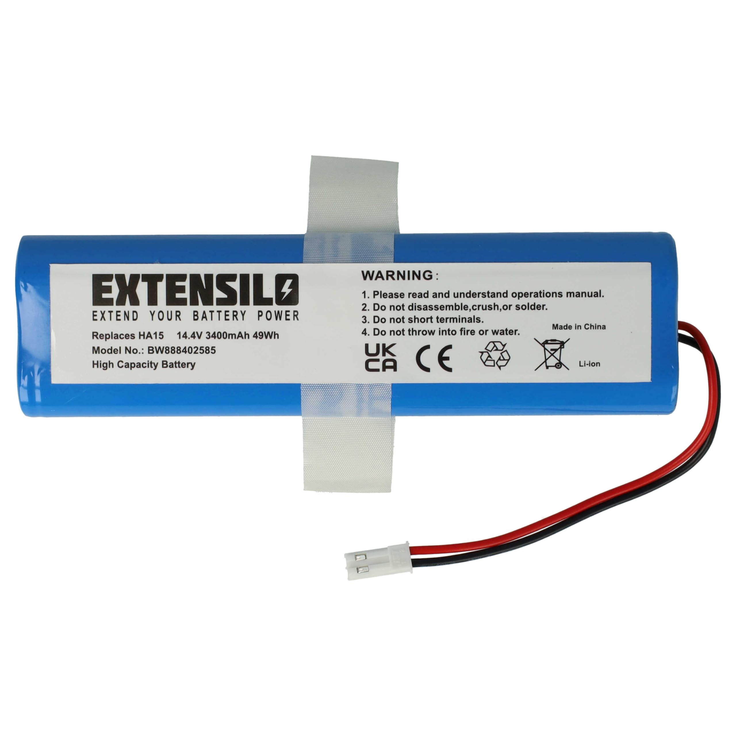 batteria sostituisce Medion HJ08, HA15 per home cleaner (3400mAh, 14,4V, Li-Ion)