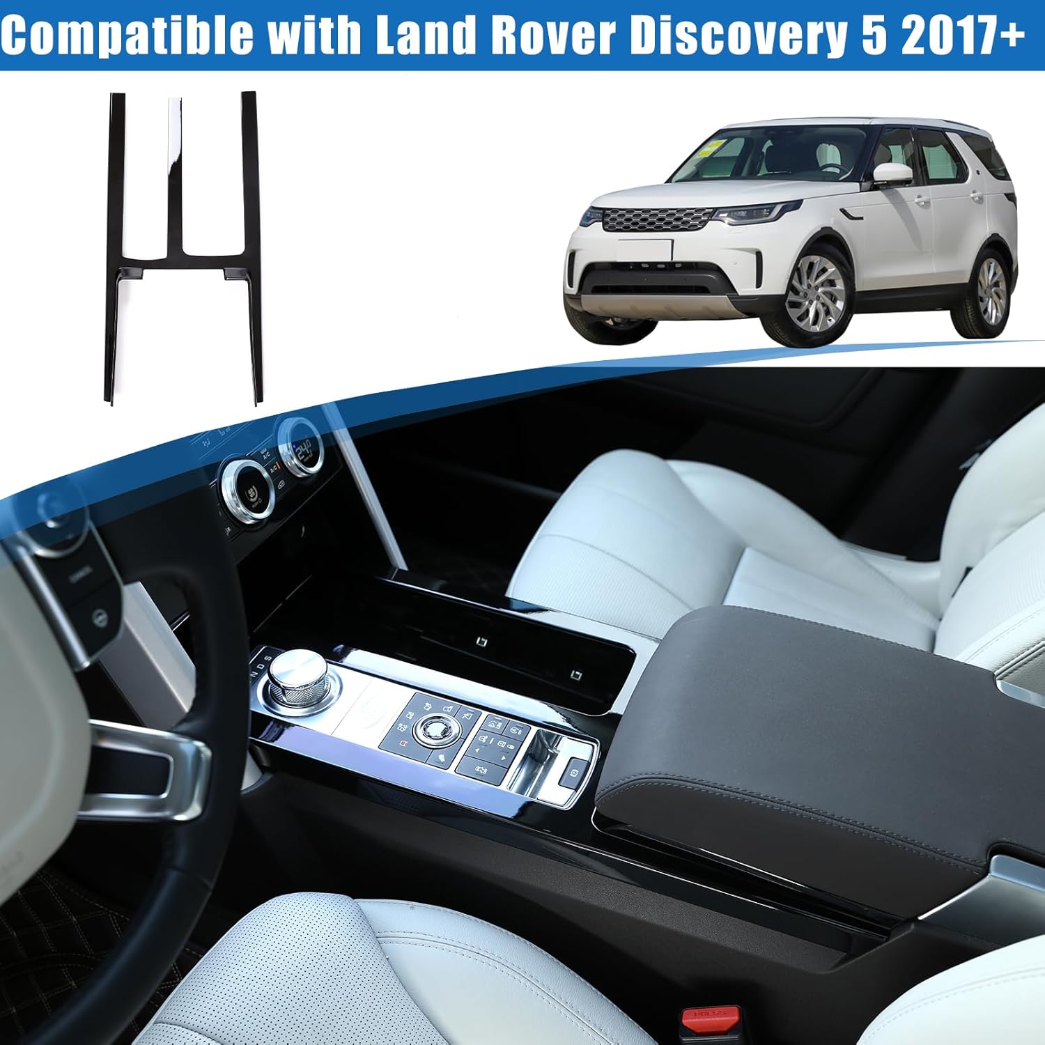 Glossy Black ABS Chrome for Land Rover Discovery 5 LR5 l462 2017 2018 Car Center Console Protection Panel Cover Trim Accessories