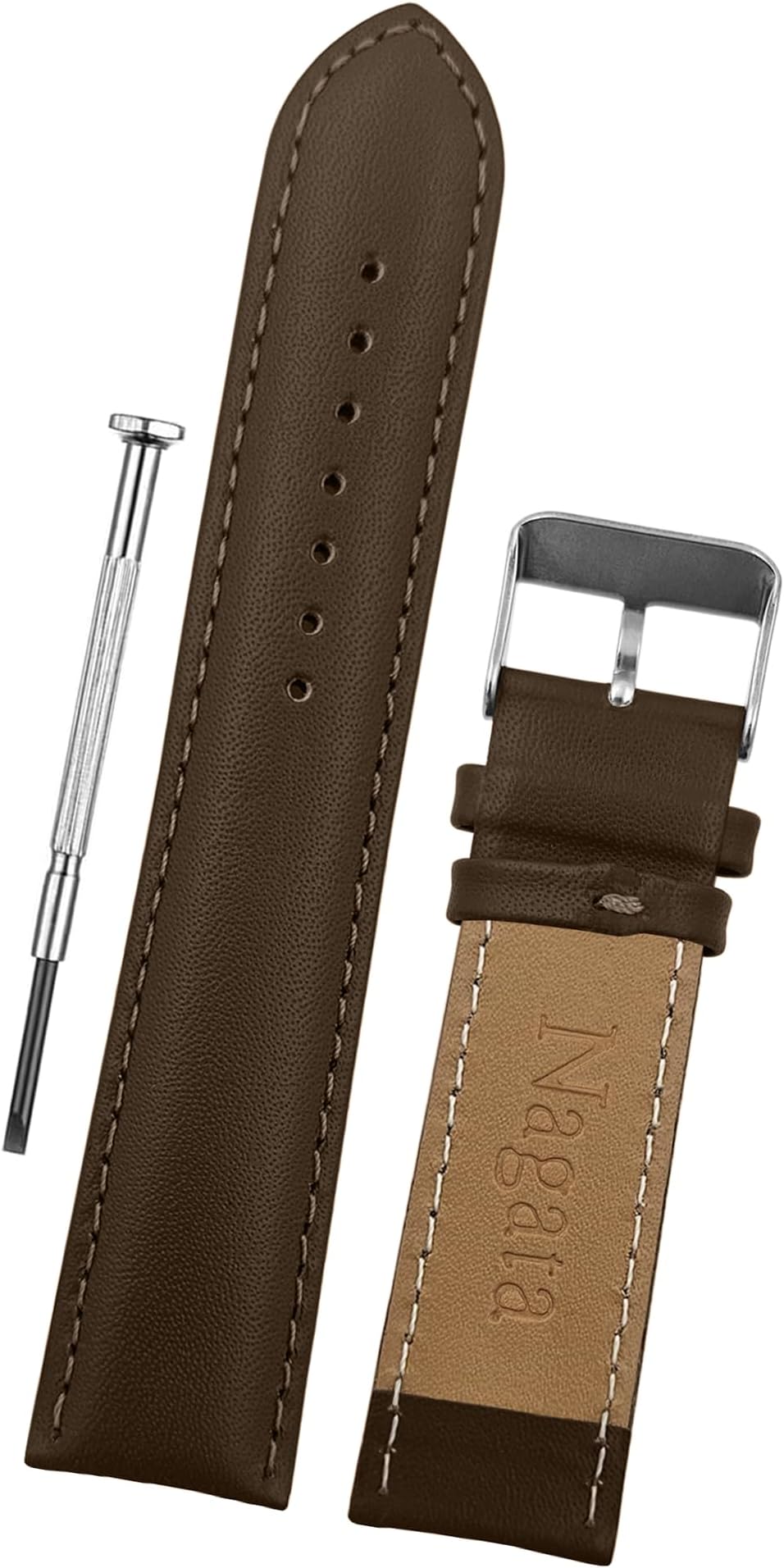‘’NAGATA’’ Leather Watch Strap, Fully Stitched Matte Finish Watch Belt // For 18mm, 20mm, 22mm, or 24mm Full-Padded Watch Band (Choose Your Size & Color)
