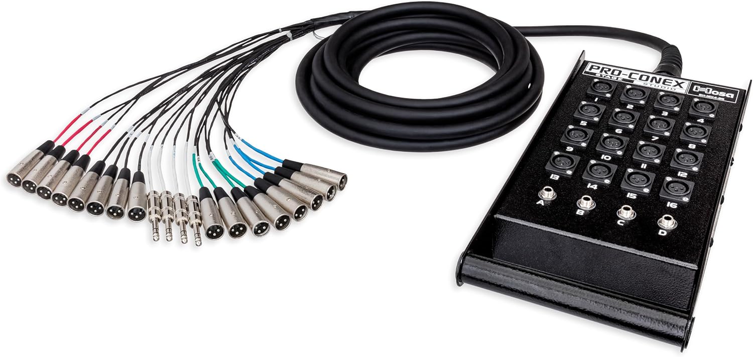 Hosa SH-16X4-100 Pro-Conex Stage Box Snake, Hosa 16 x XLR Sends and 4 x 1/4" TRS Returns, 100 Feet