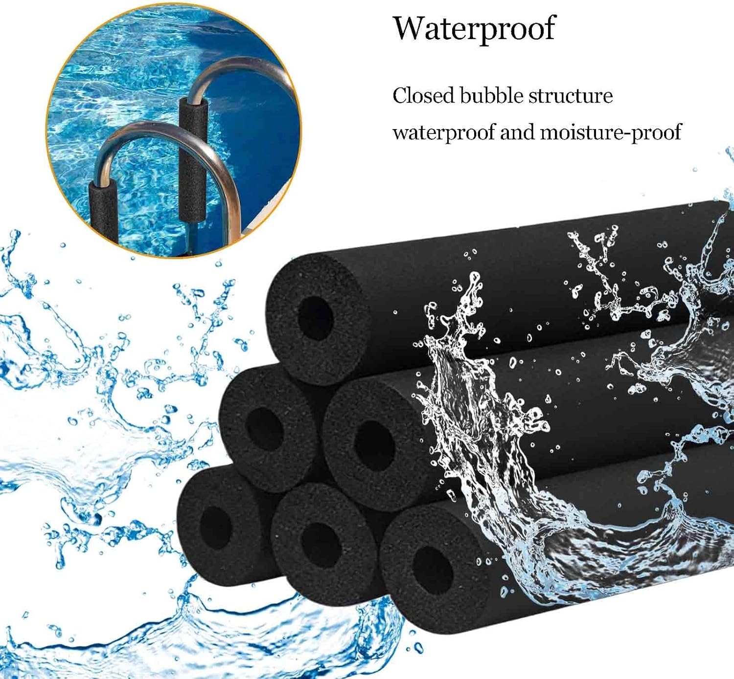 Flexible Foam Insulation Lagging for Indoor and Outdoor Pipe, Heat Preservation Foam Tube Waterproof and Moistureproof Black Cladding Hollow Hose Heat Preservation(ID89.0 mmxT20mmx1.9m)