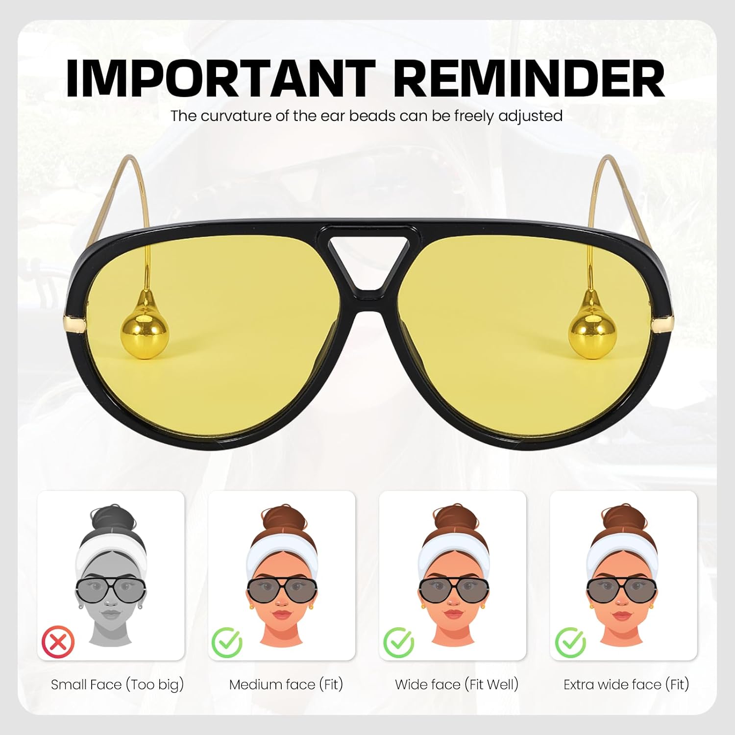 Oversized Aviator Sunglasses with Earring for Women Large Big UV400 Protection Designer 2025 Ladies Shades - Image 5