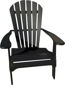 Phat Tommy Foldable Adirondack Chair - Poly Adirondack Chair Folding - HDPE, Heavy Duty, Recycled Plastic - All Weather Outdoor Furniture for Your Deck, Front Porch, or Patio, Black