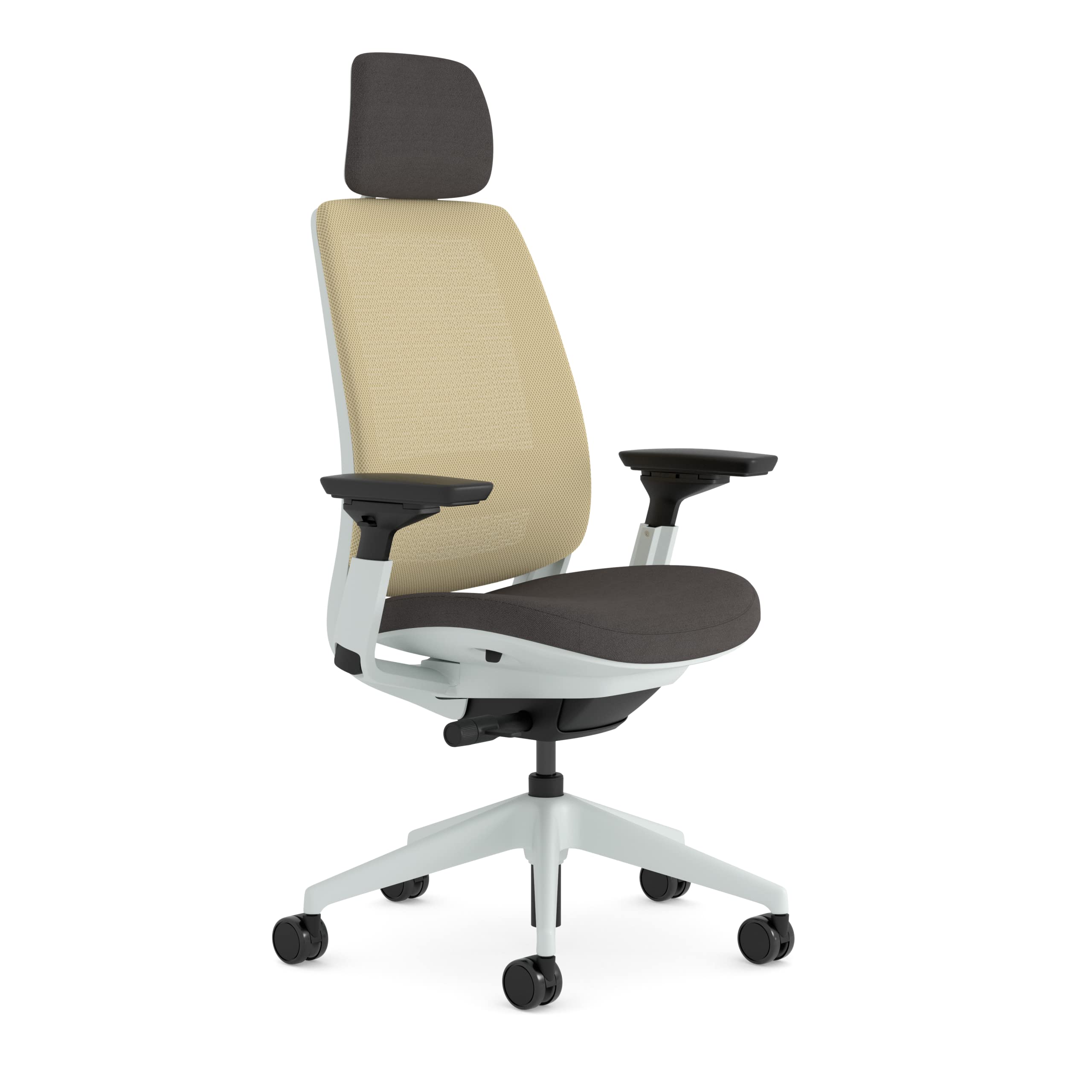 Steelcase Series 2 Ergonomic Office Chair With LiveBack Lumbar Support, 4D Armrests, Adjustable Headrest Beige/Moleskin; Made in Europe