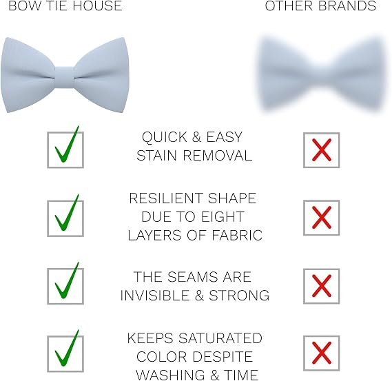 Bow Tie House Classic Pre-Tied Bow Tie Set Formal Pocket Square Solid Hanky Tuxedo with Handkerchief set