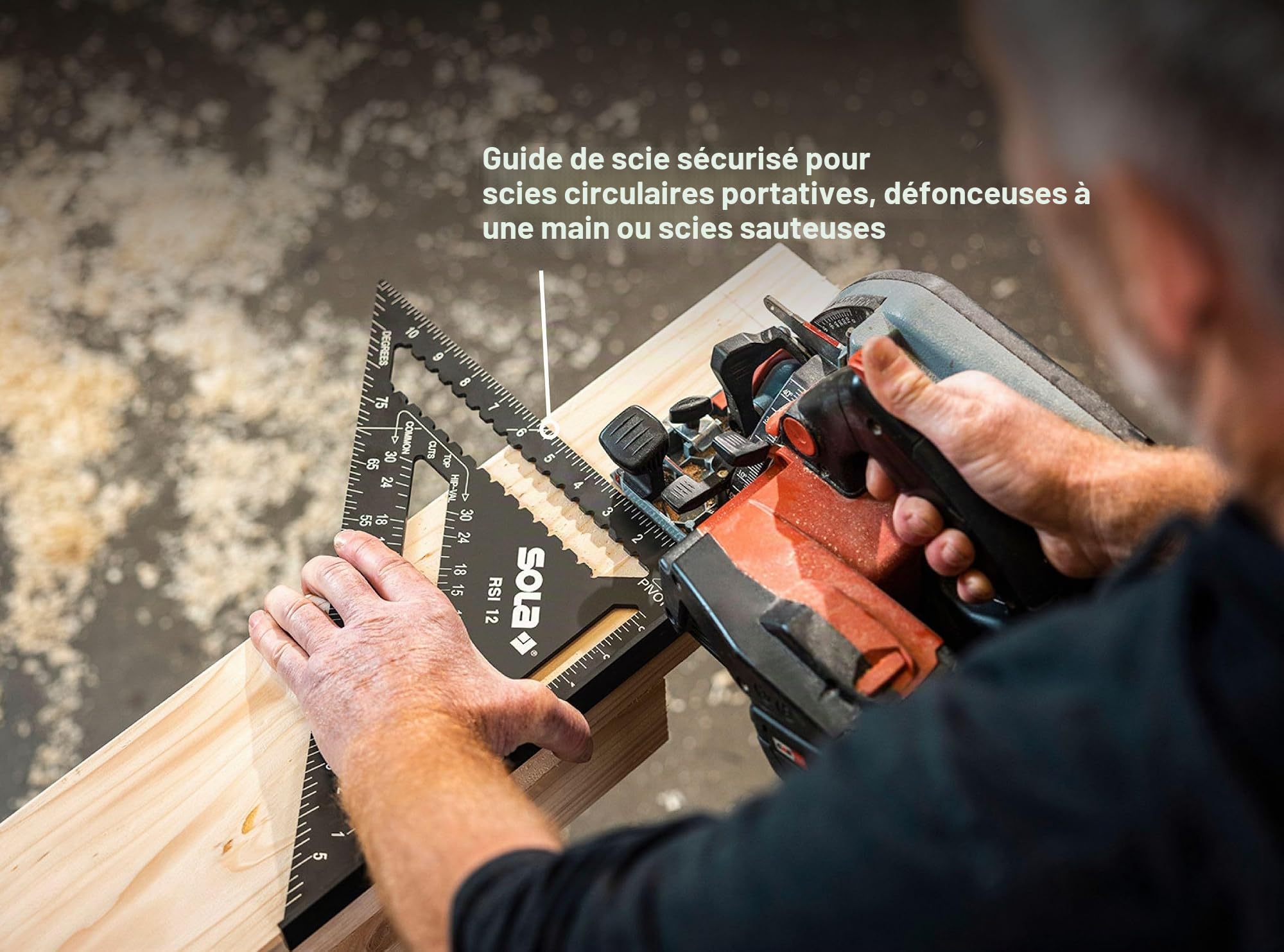 SOLA - Équerre de Charpentier RS 30-5 en 1 - Butée de 30 cm - Menuisier Robuste en Aluminium - Multifonction: Règle, Angle de Butée, Onglet, Échelle Métrique