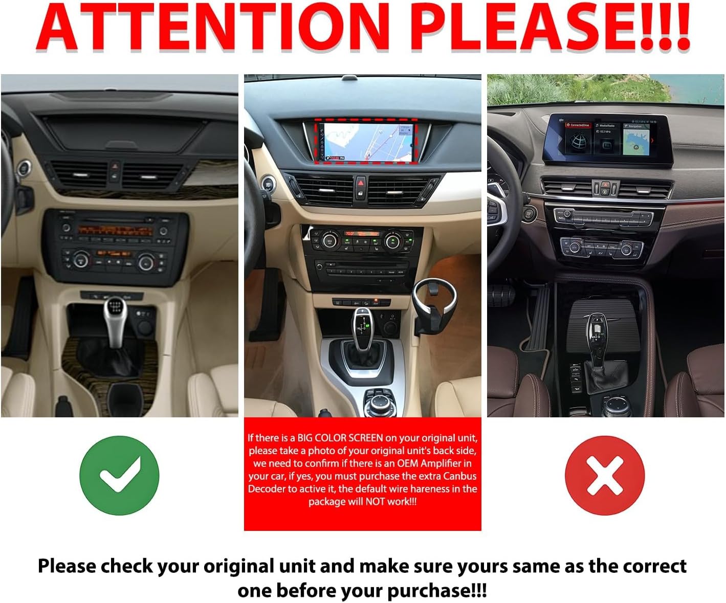 Kunfine Car CarPlay Android Auto Navigation Stereo GPS Radio Reverse Camera Display 10" IPS Touchscreen Headunit Tablet Pad Media Player for BMW X1 E84 2009-2016, if Applicable Quad Core 2G+32G