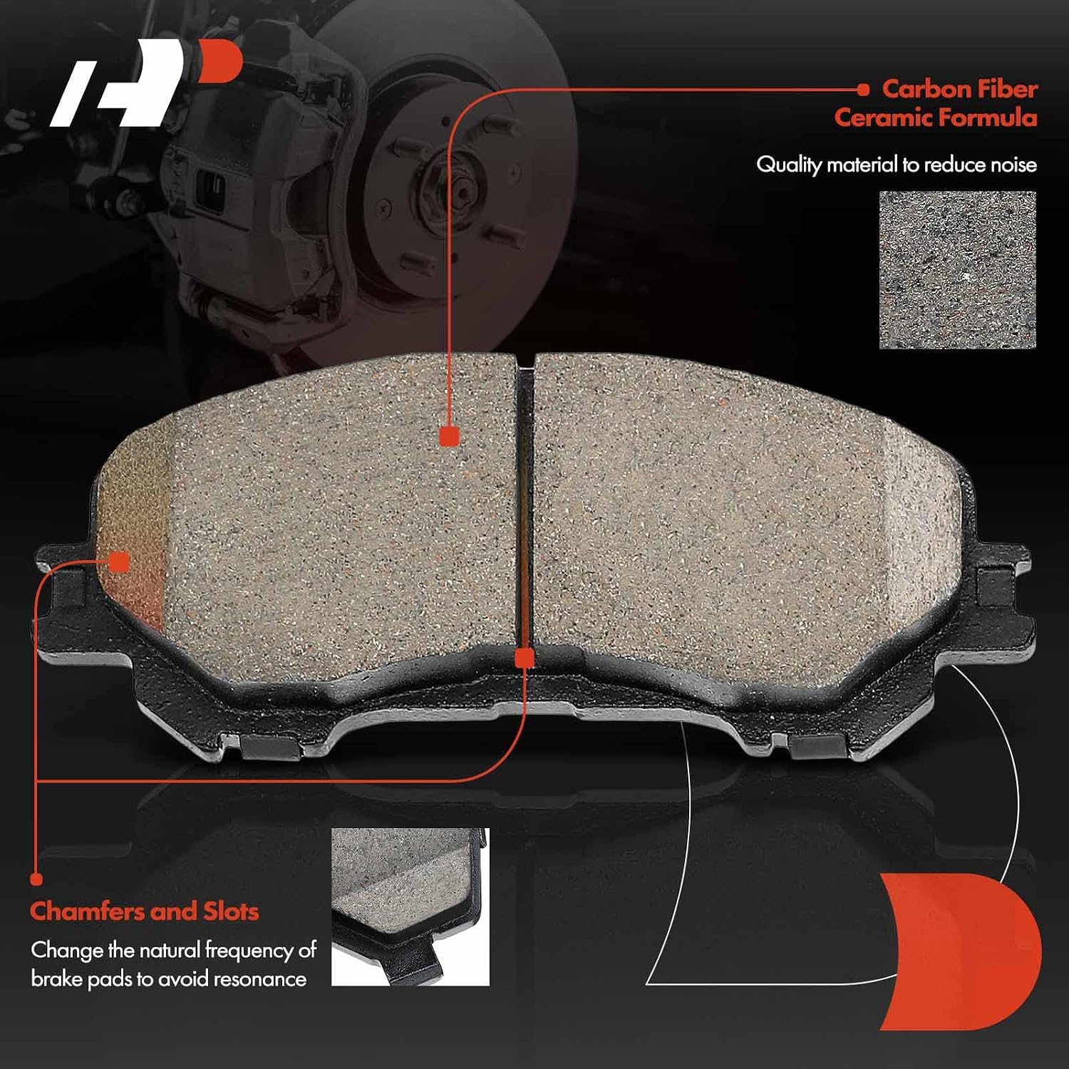 A-Premium Front Ceramic Brake Pads Set Compatible with Nissan Models - Rogue 2014-2020, Rogue Sport 2017-2021, with Hardware, 4-Pack