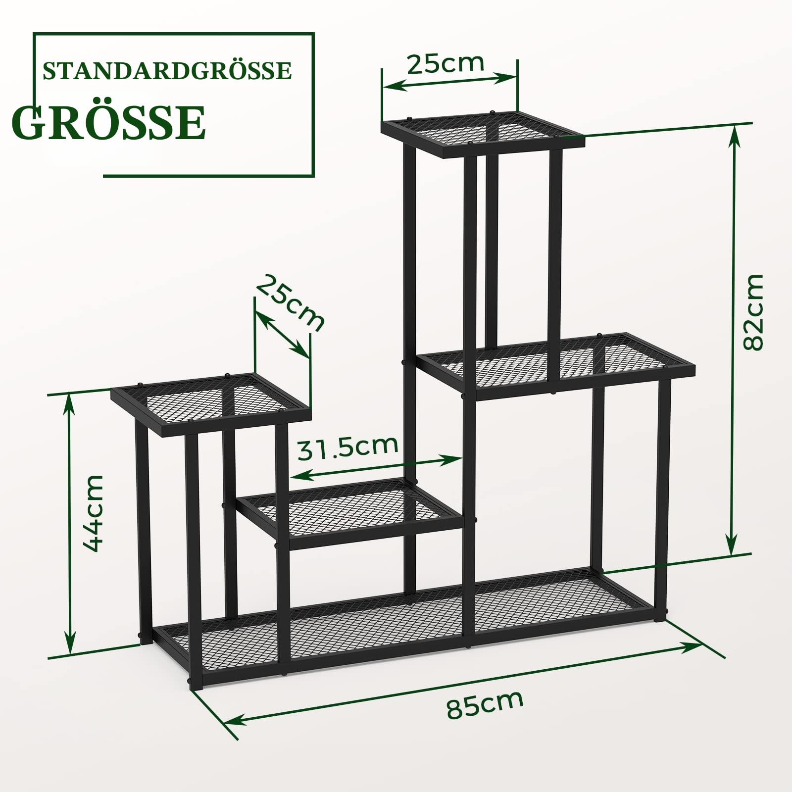 G TALECO GEAR Pflanzenständer, Blumenständer für drinnen und draußen, mehrstöckiges Blumenregal, für Zimmerecke, Wohnzimmer, Balkon, Terrasse, Hof (M)