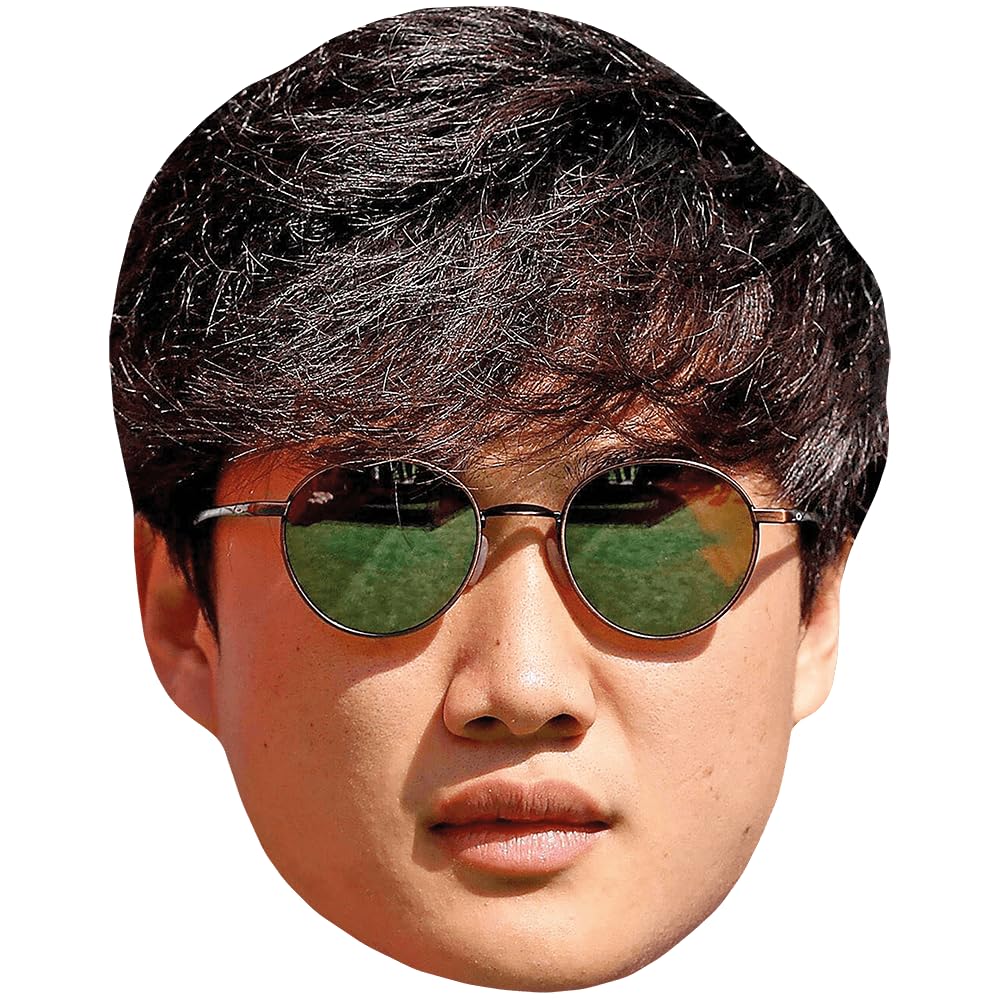 Celebrity Cutouts Lifelike Yuki Tsunoda (Glasses) Celebrity Mask, Flat Card Face, Fancy Dress Mask