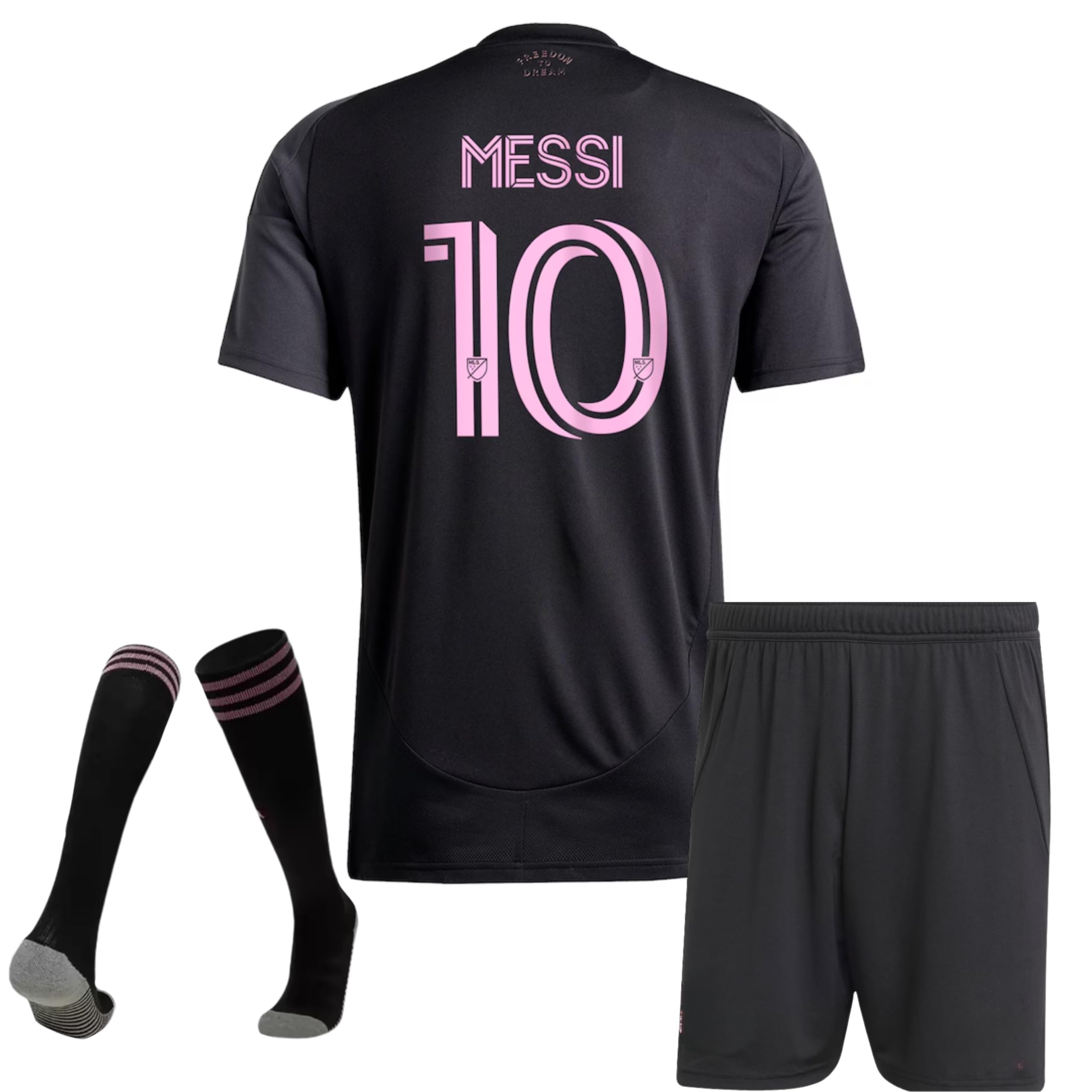 Youth New Mia Away Kit 24/25 Soccer Jersey Fan Version (Black, 28-12-13 years old)